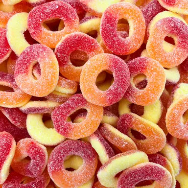 Anneaux Saveur Pêche Sucrés – Bonbons Gélifiés Halal – Dulceplus – 100g